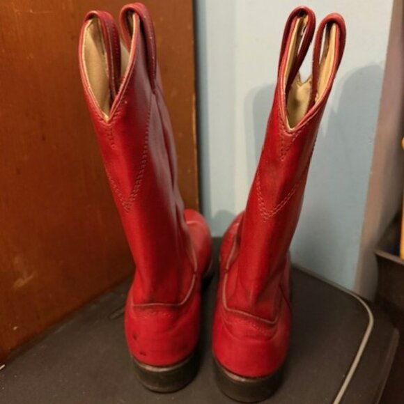 Vintage 1980s Red Laredo Round-toe Roper Cowboy Boots - 6M - Picture 7 of 16